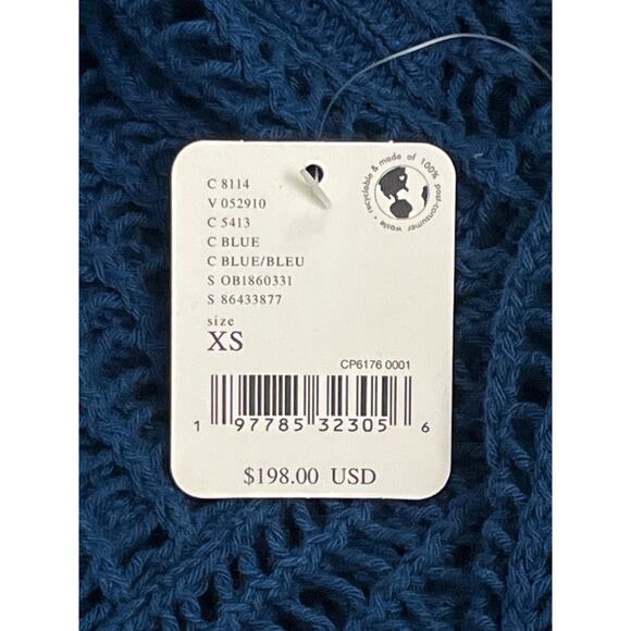 Blue Crochet Open Knit Cardigan Women’s XS 100% Cotton Cover Up NWT $198 - Picture 3 of 11